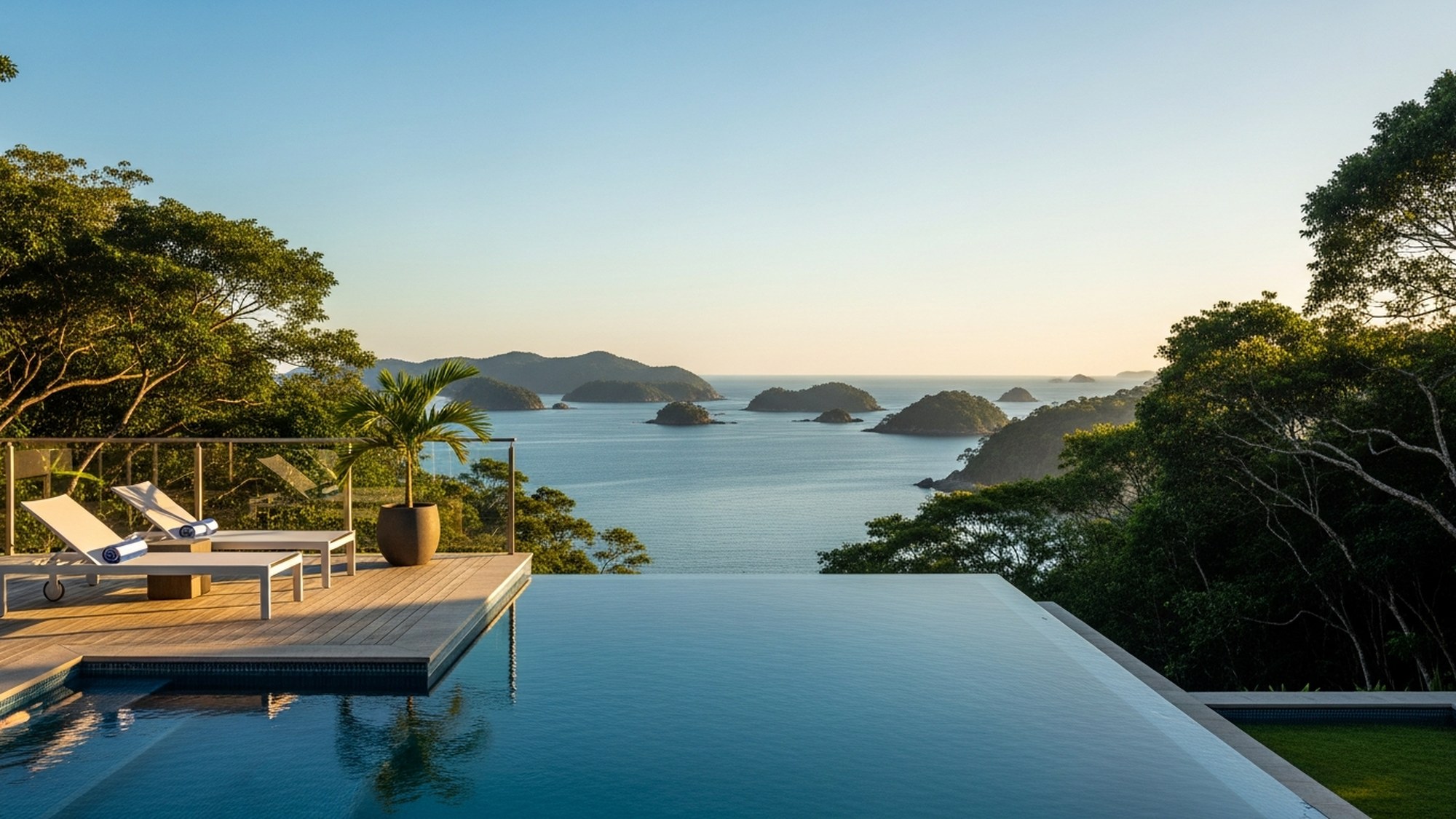 Infinity pool at Amorielli appearing to merge with the Bay of Paraty