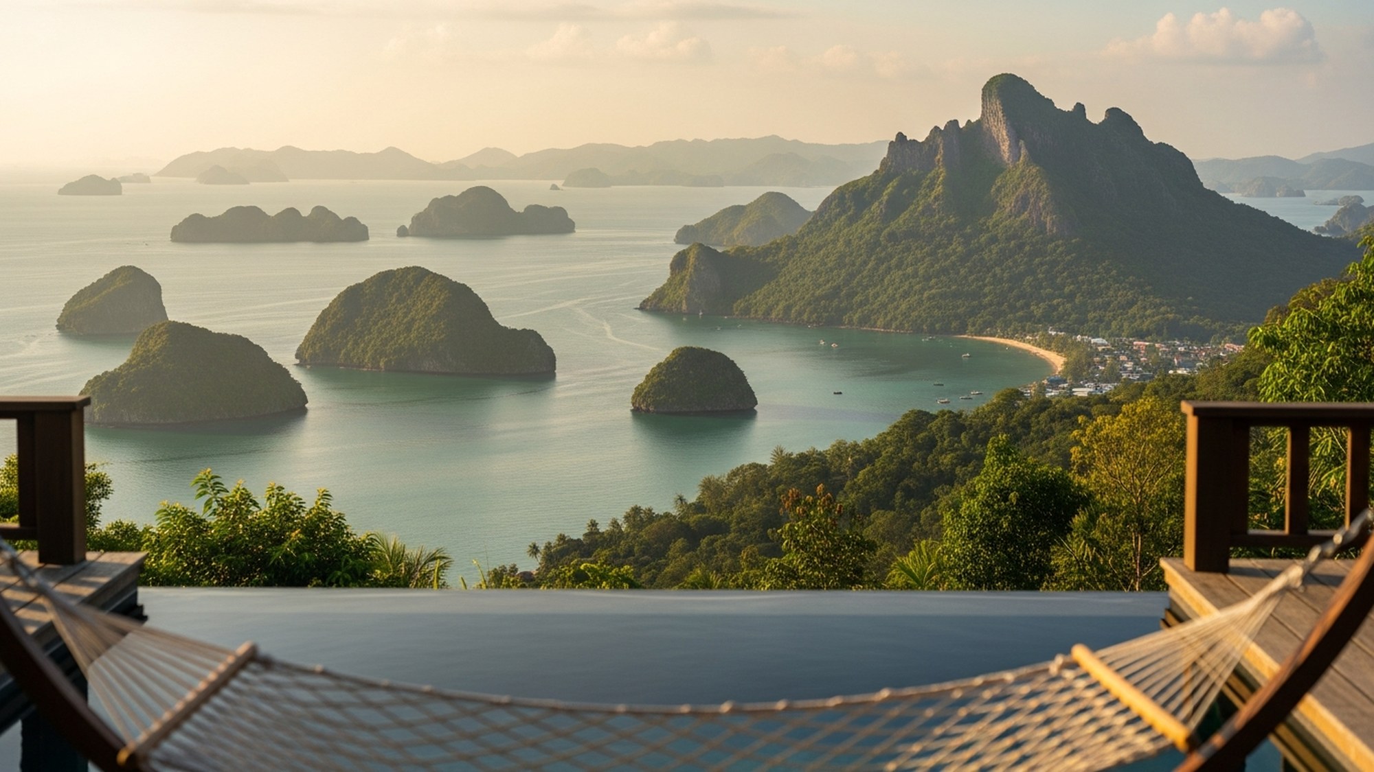 Panoramic view from Amorielli over the islands of the Bay of Paraty