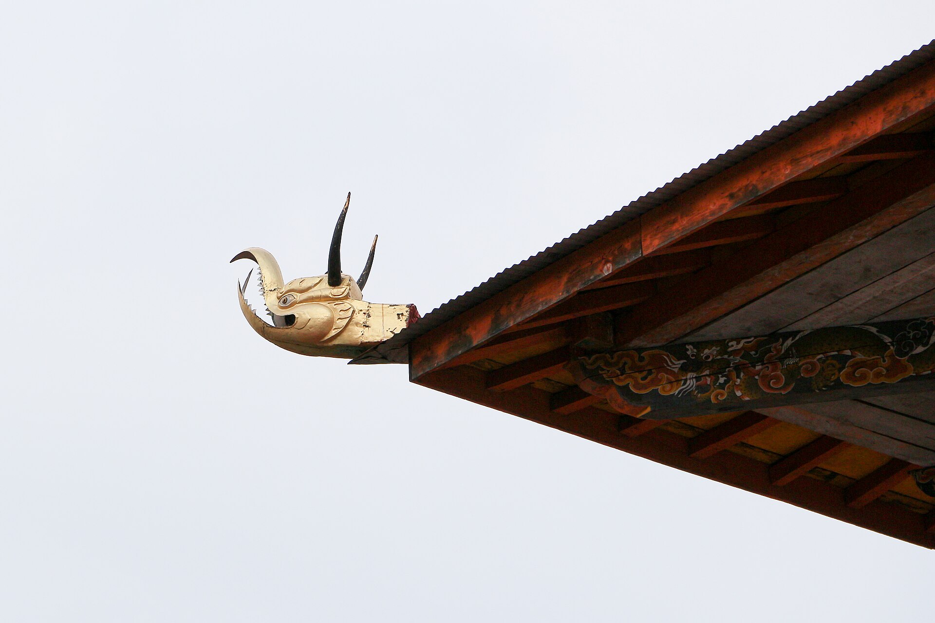 The whitewashed walls and central tower of Punakha Dzong at the meeting of two rivers.