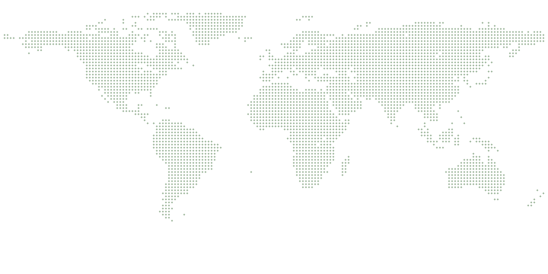 Dotted world map marking every Amorielli destination