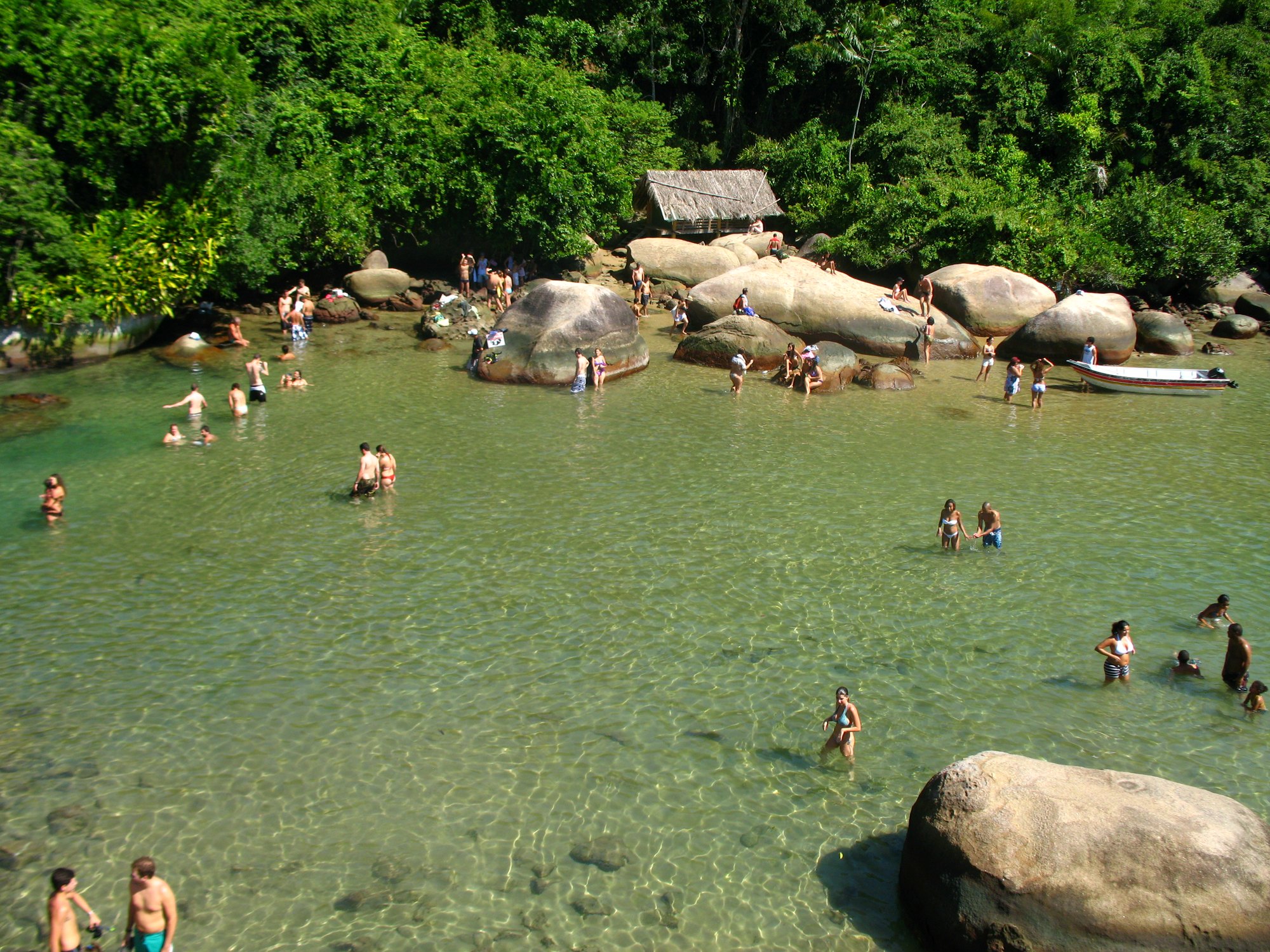 A quiet beach reachable by boat near Paraty